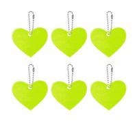 PATIKIL Reflective Keychain Tags, 6 Pack Reflective Pendant PVC High Visibility Reflector Key Ring Safety Reflector Tag for Backpack Cycling Walking, Fluorescent Green