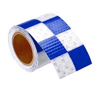 PATIKIL Reflective Tape, 1 Roll 10 ft x 2-inch Waterproof Adhesive High Visibility Caution Warning Safety Tape Reflector for Trucks Trailers Cars, Square Blue White