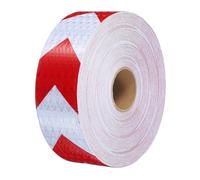 PATIKIL Reflective Tape, 1 Roll 2 Inch x 148 ft Waterproof Self Adhesive High Visibility Caution Warning Safety Tape Outdoor Arrow Reflector for Trucks Trailers Cars, White Red