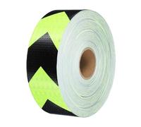 PATIKIL Reflective Tape, 1 Roll 2 Inch x 148 ft Waterproof Self Adhesive High Visibility Caution Warning Safety Tape Outdoor Arrow Reflector for Trucks Cars, Fluorescent Green Black