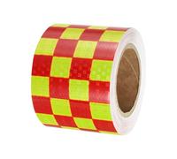 PATIKIL Reflective Tape, 1 Roll 4 Inch x 66 Ft Waterproof Self Adhesive High Visibility Caution Warning Safety Tape Reflector for Trucks Trailers Cars, Square Fluorescent Yellow Red