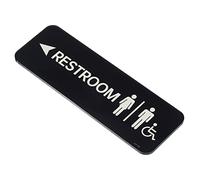 PATIKIL Restroom with Left Arrow Sign, 9"x3" Acrylic Self Adhesive Door Indoor Outdoor Sticker for Bathroom Restroom Office Home, Black