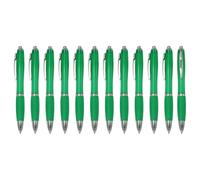 PATIKIL Retractable Ballpoint Pens, 12 Pcs 1.0mm Black Ink Ballpoint Pen with Rubber Grip Plastic for Business Office Class Event Note Taking, Green