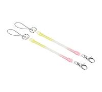 PATIKIL Retractable Coil Spring Keychain Lobster Clasp with Key Ring 205mm, 2 Pack Plastic Spiral Stretchy Cord Strap Snap Hook, Yellow Pink