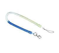 PATIKIL Retractable Coil Spring Keychain Lobster Clasp with Key Ring 460mm, 1 Pack Plastic Spiral Stretchy Cord Strap Snap Hook, Blue Green