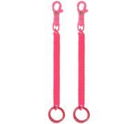 PATIKIL Retractable Coil Springs Keychain, 2 Pack Anti-lost Key Chain Holder Lanyard Cord with Metal Lobster Clasp Keyring 17.5cm for Keys Wallet, Rose Red