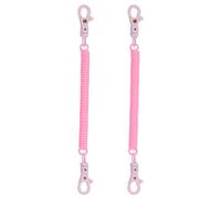 PATIKIL Retractable Coil Springs Keychain, 2 Pack Anti-lost Key Chain Holder Lanyard Cord with Plastic Lobster Clasp for Keys Wallet, Pink