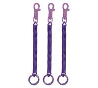PATIKIL Retractable Coil Springs Keychain, 3 Pack Anti-lost Key Chain Holder Lanyard Cord with Plastic Lobster Clasp Keyring for Keys Wallet, Dark Purple