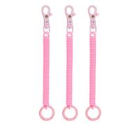 PATIKIL Retractable Coil Springs Keychain, 3 Pack Anti-lost Key Chain Holder Lanyard Cord with Plastic Lobster Clasp Keyring for Keys Wallet, Pink
