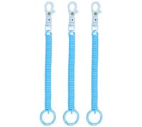 PATIKIL Retractable Coil Springs Keychain, 3 Pack Anti-lost Key Chain Holder Lanyard Cord with Plastic Lobster Clasp Keyring for Keys Wallet, Light Blue