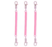 PATIKIL Retractable Coil Springs Keychain, 3 Pack Anti-lost Key Chain Holder Lanyard Cord with Plastic Lobster Clasp for Keys Wallet, Pink
