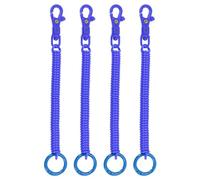 PATIKIL Retractable Coil Springs Keychain, 4 Pack Anti-lost Key Chain Holder Lanyard Cord with Plastic Lobster Clasp Keyring for Keys Wallet, Dark Blue