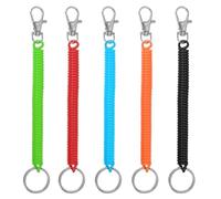 PATIKIL Retractable Coil Springs Keychain, 5 Pack Anti-lost Key Chain Holder Lanyard Cord with Metal Lobster Clasp Keyring 17.5cm for Keys Wallet, 5Multicolor