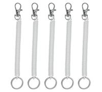 PATIKIL Retractable Coil Springs Keychain, 5 Pack Anti-lost Key Chain Holder Lanyard Cord with Metal Lobster Clasp Keyring 12cm for Keys Wallet, Clear