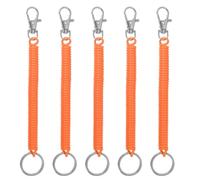 PATIKIL Retractable Coil Springs Keychain, 5 Pack Anti-lost Key Chain Holder Lanyard Cord with Metal Lobster Clasp Keyring 17cm for Keys Wallet, Orange