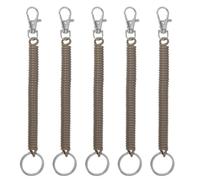 PATIKIL Retractable Coil Springs Keychain, 5 Pack Anti-lost Key Chain Holder Lanyard Cord with Metal Lobster Clasp Keyring 17.5cm for Keys Wallet, Brown
