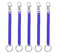 PATIKIL Retractable Coil Springs Keychain, 5 Pack Anti-lost Key Chain Holder Lanyard Cord with Metal Lobster Clasp Keyring 17cm for Keys Wallet, Sapphire Blue
