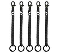 PATIKIL Retractable Coil Springs Keychain, 5 Pack Anti-lost Key Chain Holder Lanyard Cord with Plastic Lobster Clasp Keyring for Keys Wallet, Black