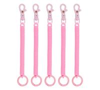 PATIKIL Retractable Coil Springs Keychain, 5 Pack Anti-lost Key Chain Holder Lanyard Cord with Plastic Lobster Clasp Keyring for Keys Wallet, Pink