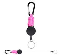 PATIKIL Retractable Keychain, 2 Pcs Heavy Duty Carabiners Badge Holder Reel ID Holder Clip Key Chain with 27" Steel Cord for Bags Keys Ring Cards Electronics, Pink