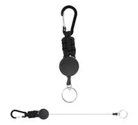 PATIKIL Retractable Keychain, 2 Pcs Heavy Duty Carabiners Badge Holder Reel ID Holder Clip Key Chain with 27" Steel Cord for Bags Keys Ring Cards Electronics, Black
