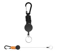 PATIKIL Retractable Keychain, 2 Pcs Heavy Duty Carabiners Badge Holder Reel ID Holder Clip Key Chain with 27" Steel Cord for Bags Keys Ring Cards Electronics, Black & Orange