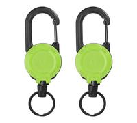 PATIKIL Retractable Keychain, 2Pcs Heavy Duty Retractable ID Badge Holder Badge Reel Key Chain Clip with 23.6" Steel Cord Landyard for Key Fishing Cycling Hiking Backpack Fluorescent Green