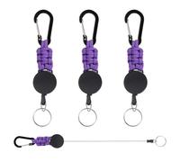 PATIKIL Retractable Keychain, 4 Pcs Heavy Duty Carabiners Badge Holder Reel ID Holder Clip Key Chain with 27" Steel Cord for Bags Keys Ring Cards Electronics, Purple