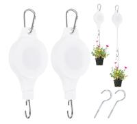 PATIKIL Retractable Plant Pulley, 2 Pcs Heavy Duty Plant Hanger Flower Basket Hook Hanger Adjustable Ceiling Hooks for Garden Baskets Pots Birds Feeder, White
