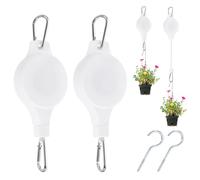 PATIKIL Retractable Plant Pulley, 2 Pcs Heavy Duty Plant Hanger Flower Basket Hook Hanger Adjustable Ceiling Hooks with D Clip for Garden Baskets Pots Birds Feeder, White