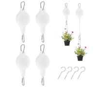 PATIKIL Retractable Plant Pulley, 4 Pcs Heavy Duty Plant Hanger Flower Basket Hook Hanger Adjustable Ceiling Hooks with D Clip for Garden Baskets Pots Birds Feeder, White