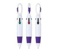 PATIKIL Retractable Shuttle Pens with Buckle Clip, 3Pcs 1.0mm 4 Colors Retractable Ballpoint Pens Keychain for Office Supplies Children Gift, Purple