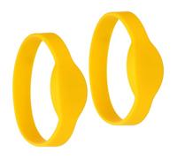 PATIKIL RFID Silicone Wristband, 2 Pack 13.56MHZ IC Proximity Card Bracelet Waterproof ID Wrist Band Door Access Control for Swimming Pool Bath Center, Yellow