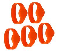 PATIKIL RFID Silicone Wristband, 5 Pack 13.56MHZ IC Proximity Card Bracelet Waterproof ID Wrist Band Door Access Control for Swimming Pool Bath Center, Orange