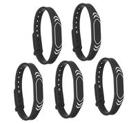PATIKIL RFID Silicone Wristbands, 5 Pack 13.56MHZ IC Card Bracelet Waterproof ID Wrist Bands Access Control for Swimming Pool Bath Center, Black