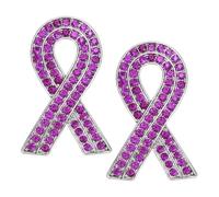 PATIKIL Rhinestone Awareness Ribbon Brooch Pin, 2Pcs Ribbon Breastpin Brooches Pin Crystal Lapel Pins for Women Gift Hope Love Faith Strength, Purple