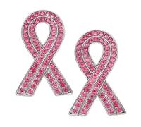 PATIKIL Rhinestone Awareness Ribbon Brooch Pin, 2Pcs Ribbon Breastpin Brooches Pin Crystal Lapel Pins for Women Gift Hope Love Faith Strength, Pink