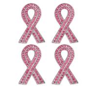 PATIKIL Rhinestone Awareness Ribbon Brooch Pin, 4Pcs Ribbon Breastpin Brooches Pin Crystal Lapel Pins for Women Gift Hope Love Faith Strength, Pink