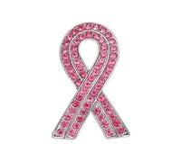 PATIKIL Rhinestone Awareness Ribbon Brooch Pin, Ribbon Breastpin Brooches Pin Crystal Lapel Pins for Women Gift Hope Love Faith Strength, Pink