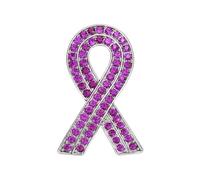 PATIKIL Rhinestone Awareness Ribbon Brooch Pin, Ribbon Breastpin Brooches Pin Crystal Lapel Pins for Women Gift Hope Love Faith Strength, Purple