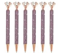PATIKIL Rhinestone Ballpoint Pen, 6Pcs Crystal Diamond Twist Metal Pen Bling 1.0mm Medium Point Black Ink Glitter for Note Taking Journaling, Purple