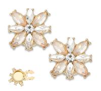 PATIKIL Rhinestone Buttons Cover, 2Pcs Crystal Flower Sewing Clip Sleeve Button Cover Cufflink Embellishments for Women Men Wedding Shirt Clothing Decoration, Yellow(Gold Tone)
