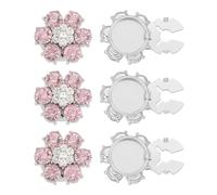 PATIKIL Rhinestone Buttons Cover, 6Pcs Round Flowers Crystal Sewing Clip Sleeve Button Cover Cufflink Embellishments for Women Men Wedding Shirt Clothing Decoration, Pink(Silver Tone)
