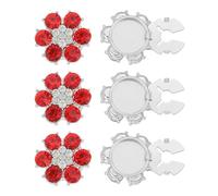 PATIKIL Rhinestone Buttons Cover, 6Pcs Round Flowers Crystal Sewing Clip Sleeve Button Cover Cufflink Embellishments for Women Men Wedding Shirt Clothing Decoration, Red(Silver Tone)