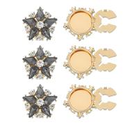 PATIKIL Rhinestone Buttons Cover, 6Pcs Star Flowers Crystal Sewing Clip Sleeve Button Cover Cufflink Embellishments for Women Men Wedding Shirt Clothing Decoration, Gray(Gold Tone)