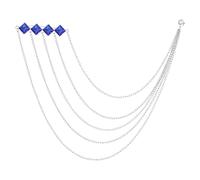 PATIKIL Rhinestone Chain Brooch Pins, Square Rhinestone Tassel Chain Hanging Fashion Crystal Lapel Suit Pins for Women Men Clothes Dress Bouquet Coat Hat Bag, Silver Tone (Blue)