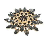 PATIKIL Rhinestone Flower Brooch Pin, Large Crystal Sunflower Lapel Pin for Women Wedding Party Birthday Dance Banquet Dress Clothes Hat Bag Decoration, Black