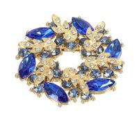 PATIKIL Rhinestone Flower Brooch Pin, Large Crystal Wreath Lapel Pins for Women Wedding Party Birthday Dance Banquet Dress Clothes Hat Bag Decoration, Blue