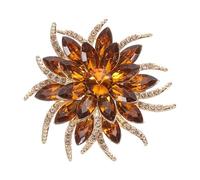 PATIKIL Rhinestone Flower Brooch Pins, Fashion Crystal Flower Brooch Pin Lapel Pins for Women Suits Clothes Dress Bouquet Coat Hat Bag Craft Party, Champagne