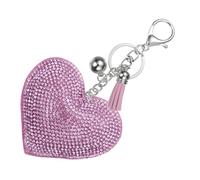 PATIKIL Rhinestone Keychains for Women, Cute Bling Heart Shape Keychain Accessories Purse Charm Backpack Keyring for Gifts Decorative Bag Handbags Car Keys, White-Violet